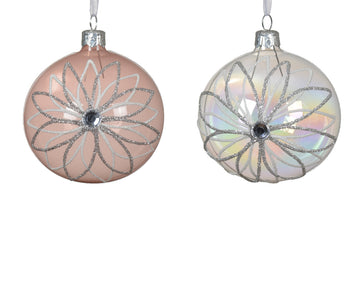 Baubles glass transparent enamel glitter flower