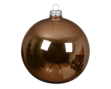 Baubles glass shiny pecan brown 8cm