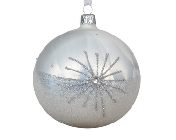 Baubles glass matt sparkle white ice lacquer 10cm