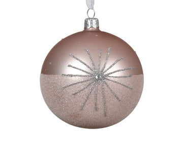 Baubles glass matt sparkle blush pink 10cm