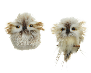 Owl polyester feathers brown 6x6x9cm