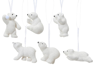 Polar bear plastic flock with glitter, with snowball, without snowball