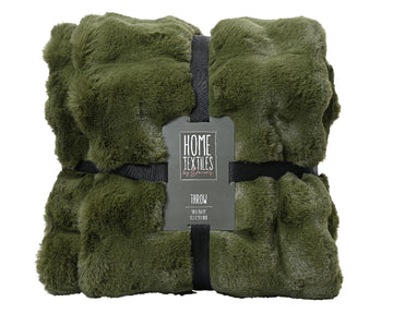 Throw polyester rabbit fur dark green